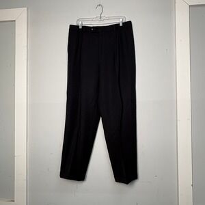Monsieur Givenchy Mens Navy Blue Pleated Cuffed Wool Dress Pants 35x29 Vintage